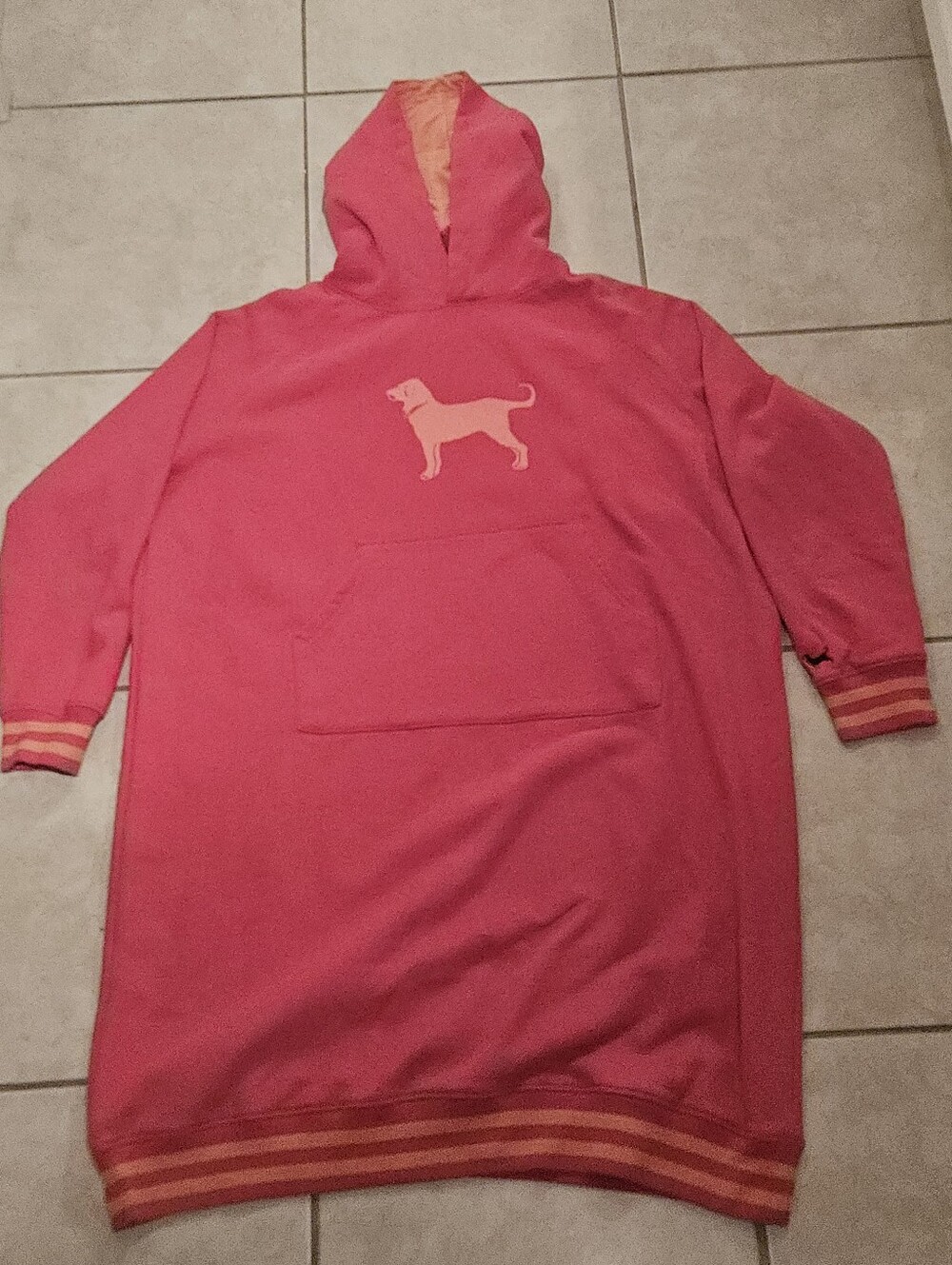 The Black Dog SZ L/XL Long Sleeve Hooded Sweatshirt Dress Pink Oversized - Picture 2 of 11